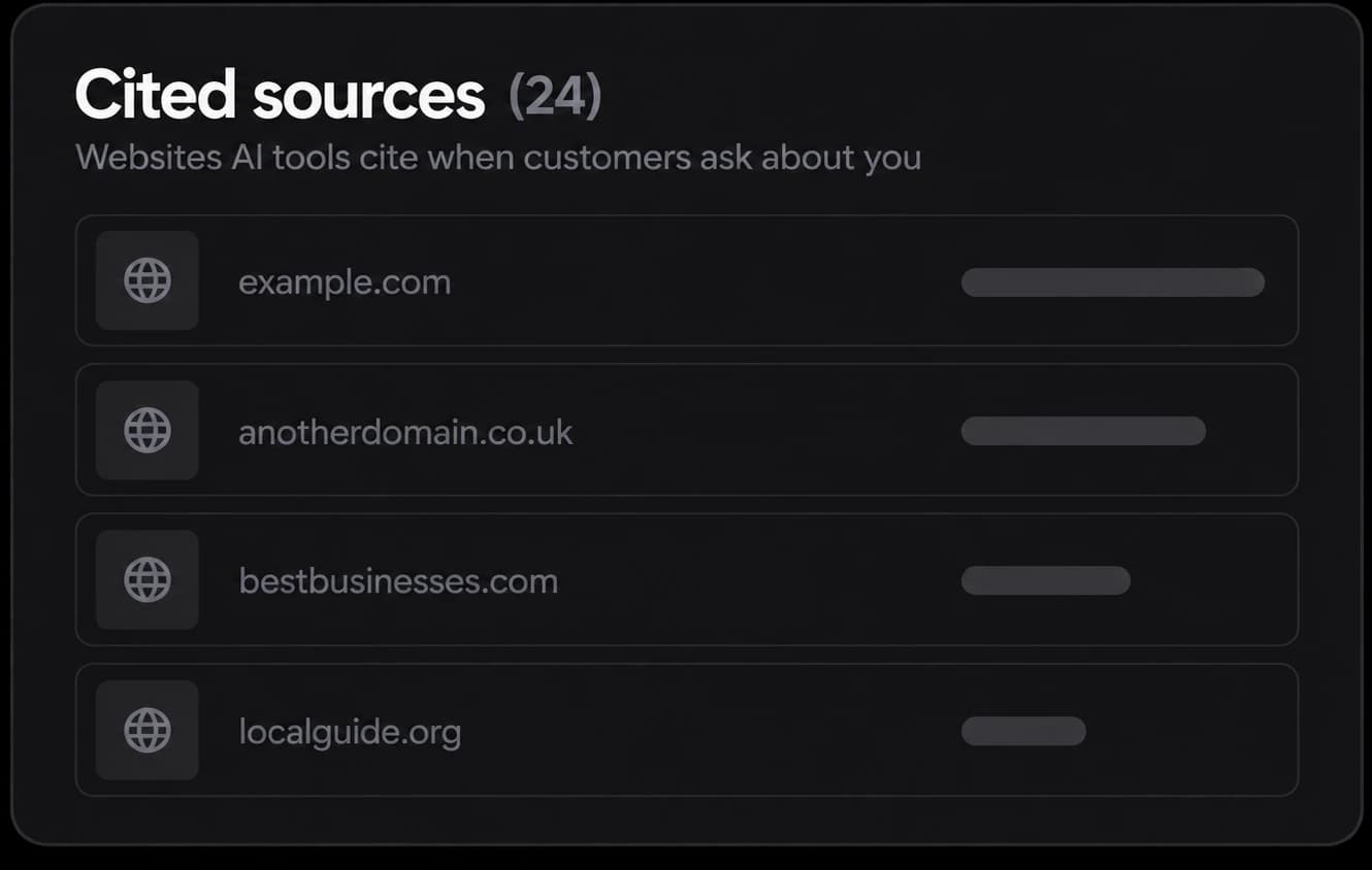 Cited sources: the 24 websites AI tools quote when customers ask about you